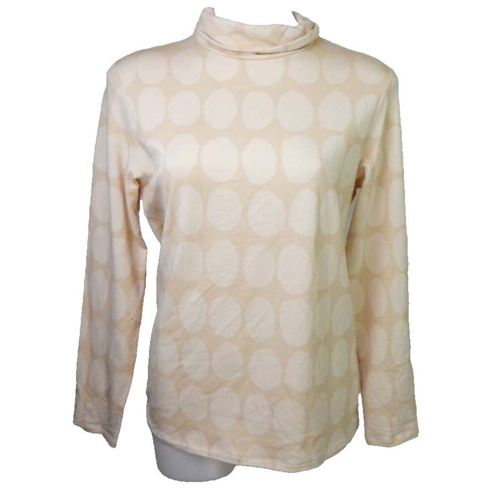 Marimekko Uniqlo Women's XL Top Heattech Long Sleeve Turtleneck Dot Beige